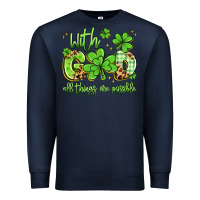 Navy with god all things are possible Premium Sweatshirt - Artiststas
