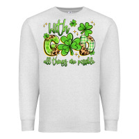 Oatmeal Heather with god all things are possible Premium Sweatshirt - Artiststas