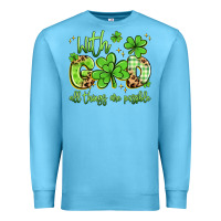 Ocean Blue with god all things are possible Premium Sweatshirt - Artiststas
