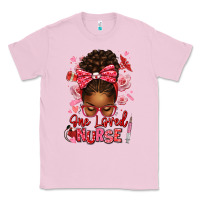 Bubblegum Pink one loved nurse afro messy bun Classic Tee - texasbilliewilder