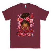 Burgundy one loved nurse afro messy bun Classic Tee - texasbilliewilder