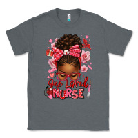 Charcoal Heather one loved nurse afro messy bun Classic Tee - texasbilliewilder