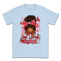 Dusty Blue one loved nurse afro messy bun Classic Tee - texasbilliewilder