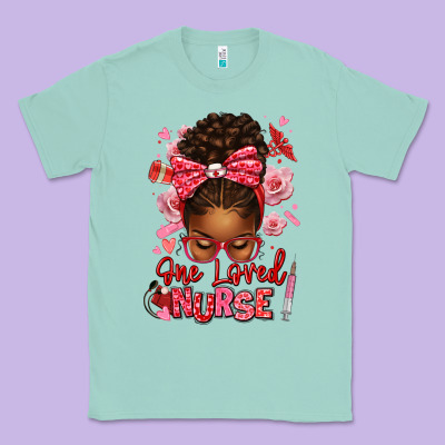 One Loved Nurse Afro Messy Bun Classic Tee Designed By Texasbilliewilder