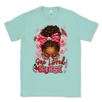Seafoam one loved nurse afro messy bun Classic Tee - texasbilliewilder