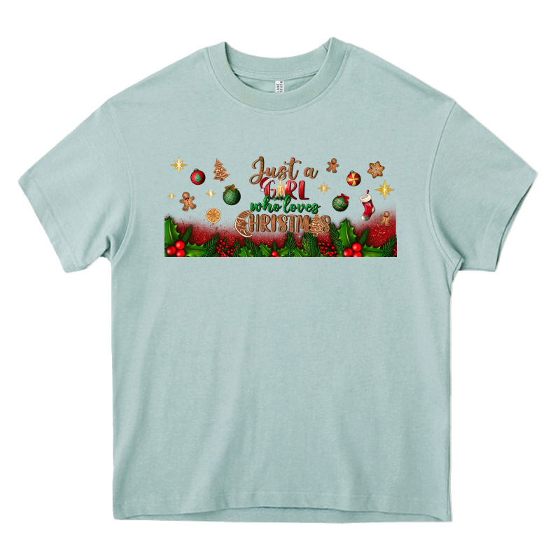 Just A Girl Who Loves Christmas Libbey Glass Heavy Core Tee by BundleAndBundleShop | Teevron