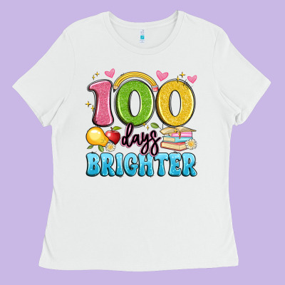 100 Days Brighter Ladies Tee Designed By Artiststas
