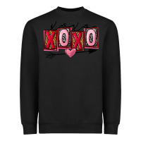 Black Xoxo Love Heavyweight Sweatshirt - FaDigitalArtStudio