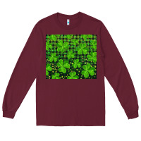 Burgundy shamrock and plaid Long Sleeve Tee - RanaPortraitStore