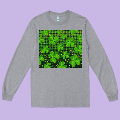 Shamrock And Plaid Long Sleeve Tee Designed By Ranaportraitstore