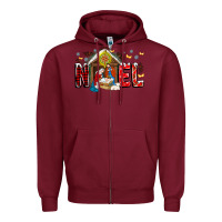 Burgundy Noel Zipper Hoodie - CowhideDigitalArt