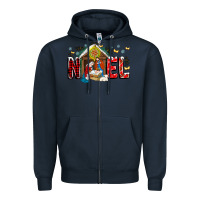 Navy Noel Zipper Hoodie - CowhideDigitalArt