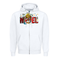 White Noel Zipper Hoodie - CowhideDigitalArt