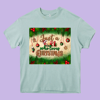 Just A Girl Who Loves Christmas Tumbler Heavy Core Tee Designed By Bundleandbundleshop