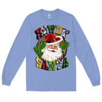 Colony Blue howdy santa western cactus christmas Long Sleeve Tee - CowGirlArtShop
