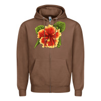 Chestnut Hawaiian Hibiscus Flower Illustrations Zipper Hoodie - LillyAllenDesigns