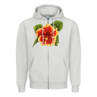 Dove Grey Hawaiian Hibiscus Flower Illustrations Zipper Hoodie - LillyAllenDesigns