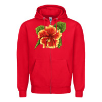 Red Hawaiian Hibiscus Flower Illustrations Zipper Hoodie - LillyAllenDesigns