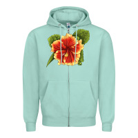 Seafoam Hawaiian Hibiscus Flower Illustrations Zipper Hoodie - LillyAllenDesigns