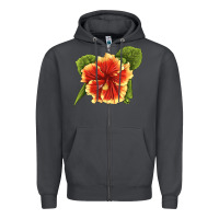 Smoke Hawaiian Hibiscus Flower Illustrations Zipper Hoodie - LillyAllenDesigns