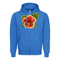 True Royal Hawaiian Hibiscus Flower Illustrations Zipper Hoodie - LillyAllenDesigns