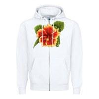 White Hawaiian Hibiscus Flower Illustrations Zipper Hoodie - LillyAllenDesigns