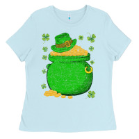 Baby Blue ireland leprechaun hat pot of gold irish st patricks day Ladies Tee - lanVoArt