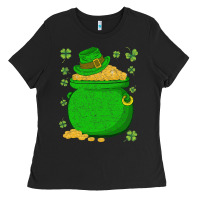 Black ireland leprechaun hat pot of gold irish st patricks day Ladies Tee - lanVoArt