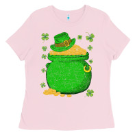 Bubblegum Pink ireland leprechaun hat pot of gold irish st patricks day Ladies Tee - lanVoArt