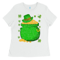 White ireland leprechaun hat pot of gold irish st patricks day Ladies Tee - lanVoArt