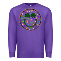Purple st patrick s day smiley face Premium Sweatshirt - Artiststas