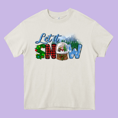 Let It Snow Heavy Core Tee Designed By Bundleandbundleshop