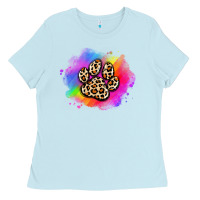Baby Blue pride dog paw Ladies Tee - Artiststas