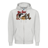 Dove Grey rockin noel skull Zipper Hoodie - CowhideDigitalArt
