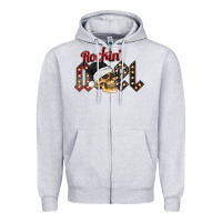 Heather Grey rockin noel skull Zipper Hoodie - CowhideDigitalArt