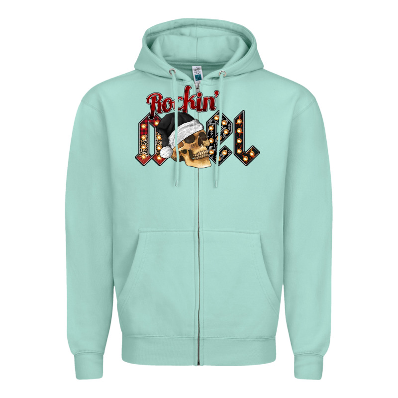 Rockin Noel Skull Zipper Hoodie by CowhideDigitalArt | Teevron