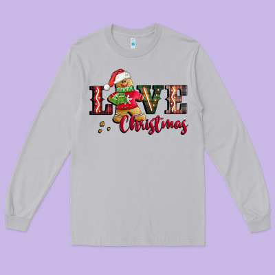 Love Christmas Gingerbread Long Sleeve Tee Designed By Cowgirlartshop