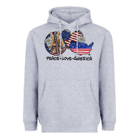 Heather Grey peace love america Heavyweight Hoodie - SublimationCraftShop