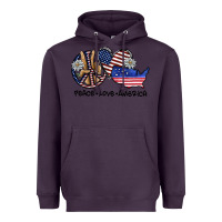Plum peace love america Heavyweight Hoodie - SublimationCraftShop