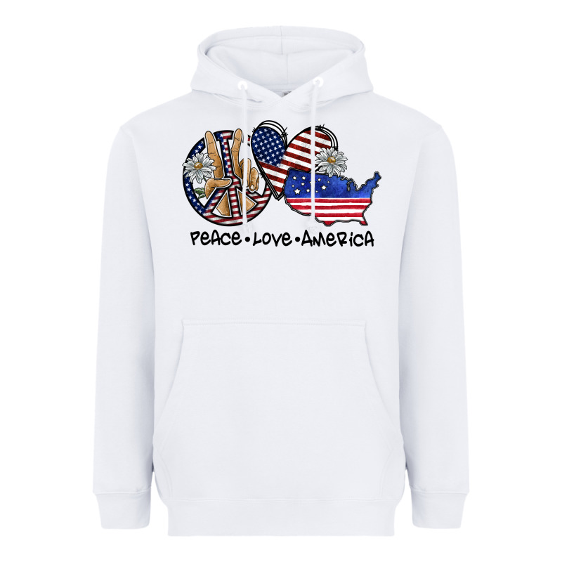 Peace Love America Heavyweight Hoodie by SublimationCraftShop | Teevron
