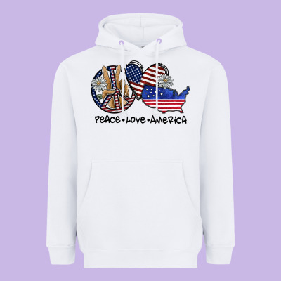 Peace Love America Heavyweight Hoodie Designed By Sublimationcraftshop