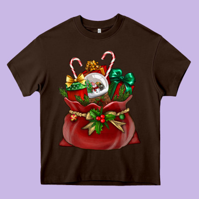 Christmas Santa Claus Bag Heavy Core Tee Designed By Bundleandbundleshop
