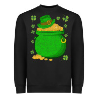 Black ireland leprechaun hat pot of gold irish st patricks day Heavyweight Sweatshirt - lanVoArt