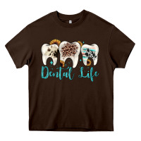 Chocolate Brown dental life Heavy Core Tee - JahusDesignShop