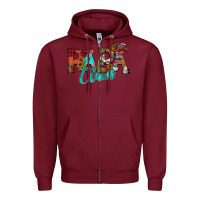 Burgundy Papa Claus Zipper Hoodie - CowhideDigitalArt