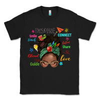 Black afro messy bun teach inspire love teacher blessed Classic Tee - NancyCooperArtShop
