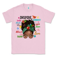 Bubblegum Pink afro messy bun teach inspire love teacher blessed Classic Tee - NancyCooperArtShop