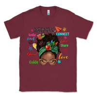 Burgundy afro messy bun teach inspire love teacher blessed Classic Tee - NancyCooperArtShop