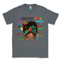 Charcoal Heather afro messy bun teach inspire love teacher blessed Classic Tee - NancyCooperArtShop