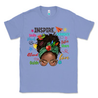 Colony Blue afro messy bun teach inspire love teacher blessed Classic Tee - NancyCooperArtShop